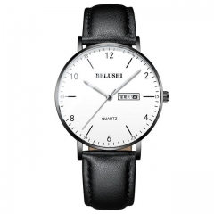 BELUSHI simplicity dial leather strip luminous waterproof calendar display quartz men's watch