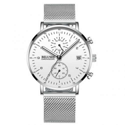 BELUSHI fashion simplicity luminous waterproof calendar display steel band quartz men's watch