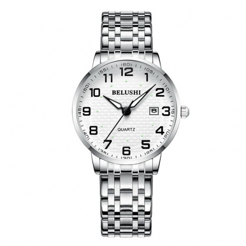 BELUSHI silver middle-aged lovers classical simplicity dial luminous waterproof quartz ladies watch