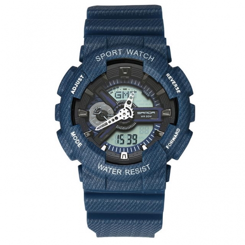 SANDA lovers fashion denim texture style multifunction waterproof electronic men's watch
