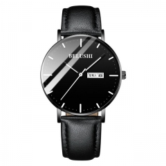 BELUSHI fashion Nordic simplicity dial luminous waterproof leather strap quartz men's watch