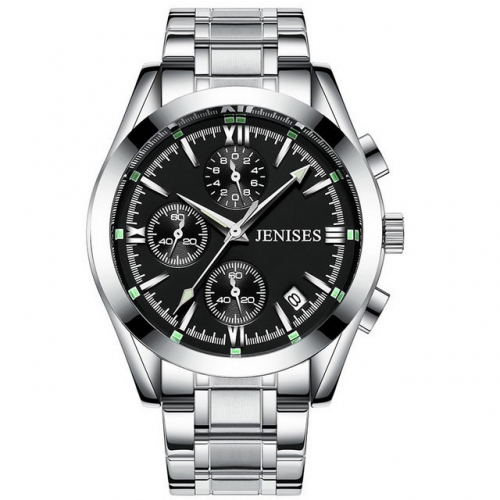 JENISES multifunction business high-grade calendar display waterproof steel band quartz men's watch