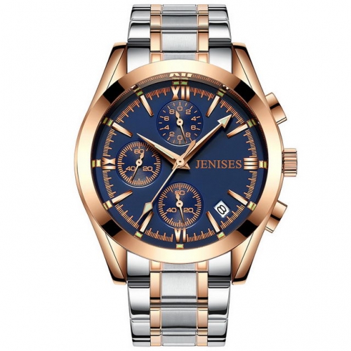 JENISES multifunction business high-grade calendar display waterproof steel band quartz men's watch