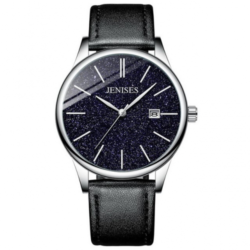 JENISES hot sale starry sky dial calendar display waterproof leather strap quartz men's watch