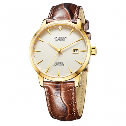 CADISEN Japan 9015 Mechanical Movement Leather Watchband Thin Waterproof Men's Watch