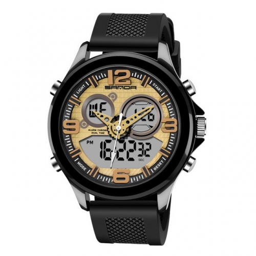 SANDA military style digital and pointer display multifunction luminous waterproof electronic men's watch