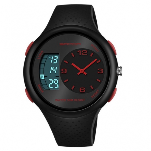 SANDA new fashion digital and pointer display personality dial waterproof luminous electronic men's watch