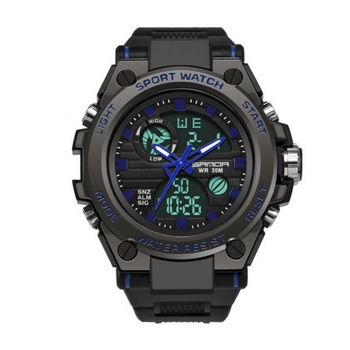 SANDA outdoor sport military style multifunction waterproof luminous electronic men's watch