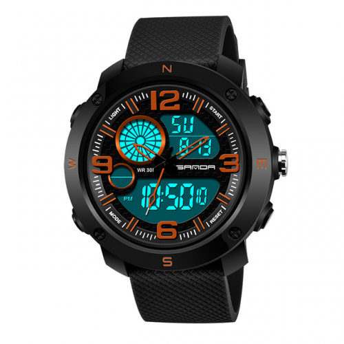 SANDA student's fashion multifunction outdoor sport waterproof luminous electronic men's watch