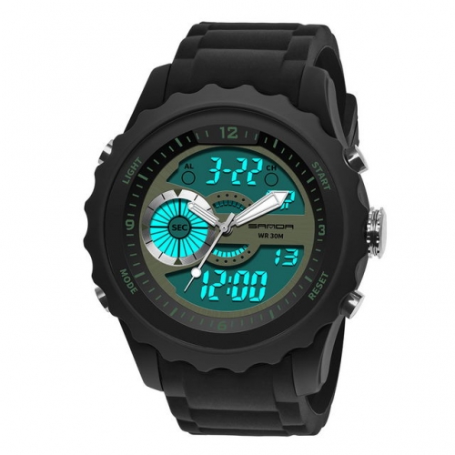 SANDA trendy outdoor sport digital and pointer display personality dial waterproof electronic men's watch