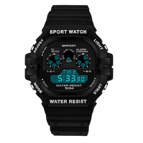 SANDA business leisure digital and pointer display multifunction waterproof electronic men's watch