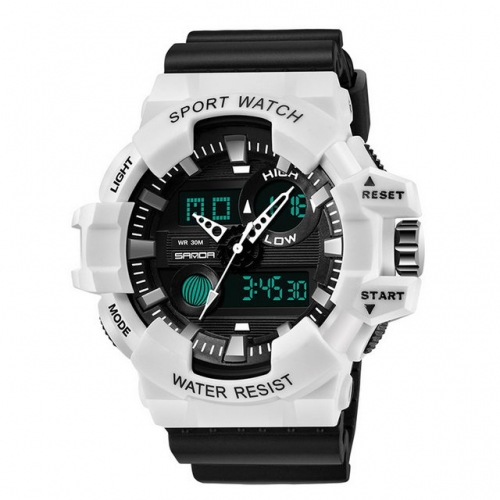 SANDA outdoor sport digital and pointer display multifunction waterproof electronic men's watch