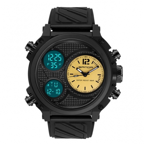 SANDA digital and pointer display multifunction outdoor sport waterproof electronic men's watch