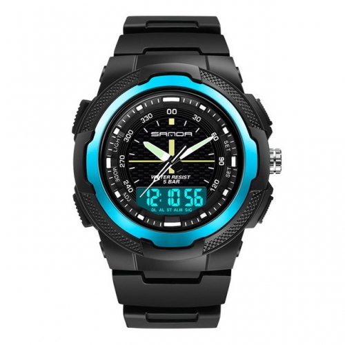 SANDA outdoor sport digital and pointer display multifunction waterproof electronic men's watch