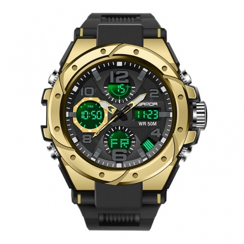 SANDA personality textured dial leisure outdoor sport multifunction waterproof electronic men's watch