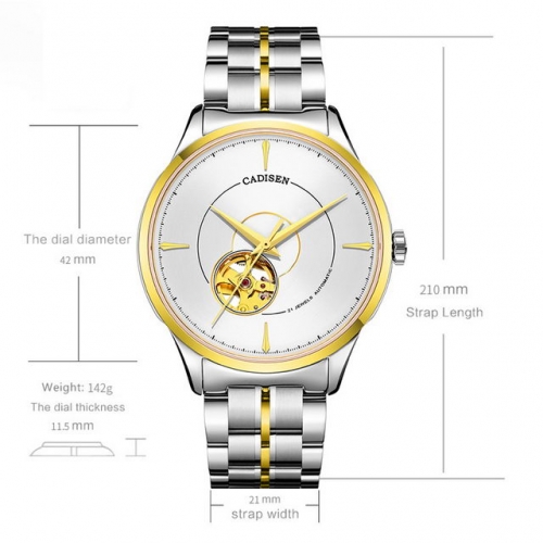 CADISEN Hollow Out Machinery Fashion Business Waterproof Universal Men's Watch