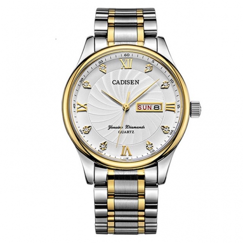 CADISEN Men's watch waterproof quartz movement dual calendar fashion business couple quartz watch