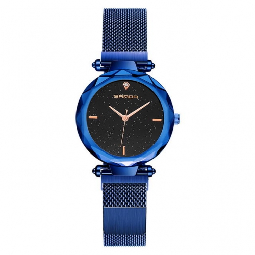 SANDA small simplicity shinning dial Milan net band magnet clasp waterproof quartz ladies watch