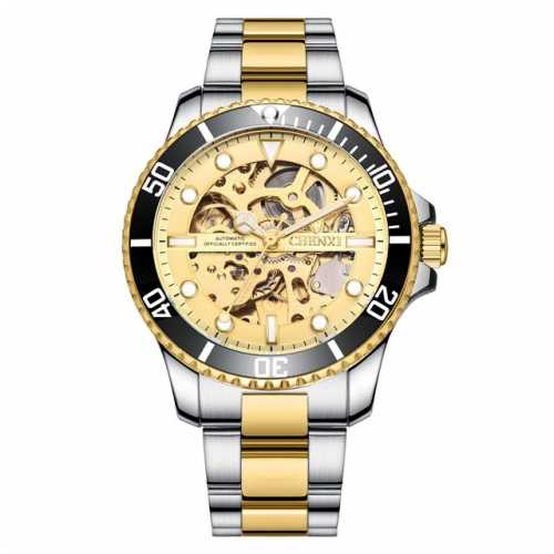 CHENXI Hollow Automatic Watch Men's Strong Luminous Steel Band Mechanical Watch