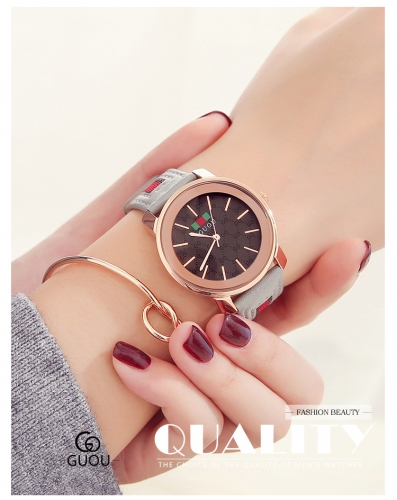 GUOU New Women'S Leather Watch European And American Simple Fashion Women'S Watch