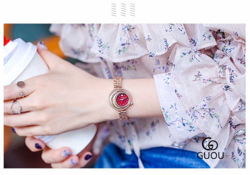 GUOU Laminated Dial Korean Style Simple Dial Chain Joker Partysu OL Temperament Ladies Watch