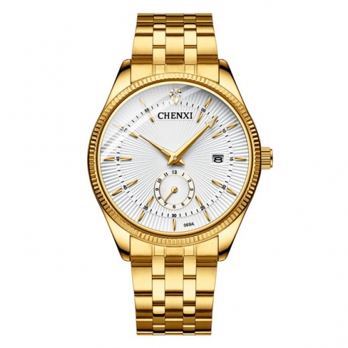 CHENXI Couple Business Men's Watch Two-Needle Half Watch Calendar Christmas Watch