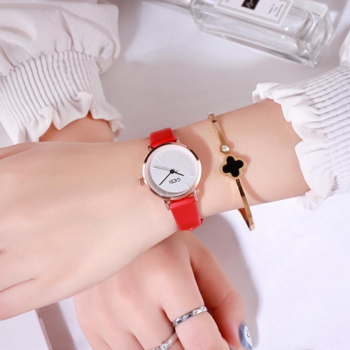 GEDI Ultra Thin Simplicity Fashion Leisure Waterproof Leather Strap Quartz Ladies Watch