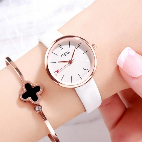 GEDI INS Style Fashion Retro Waterproof Leather Strap Quartz Ladies Watch