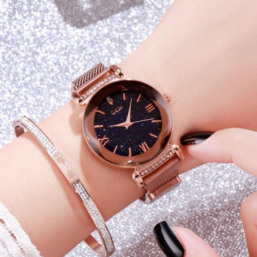 GEDI Magnet Clasp Starry Sky Dial Steel Band Versatile Fashion Waterproof Quartz Ladies Watch