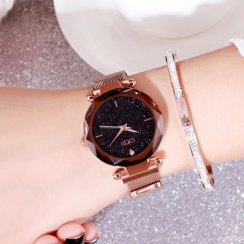 GEDI Magnet Clasp Starry Sky Dial Simplicity Scale Fashion Waterproof Quartz Ladies Watch