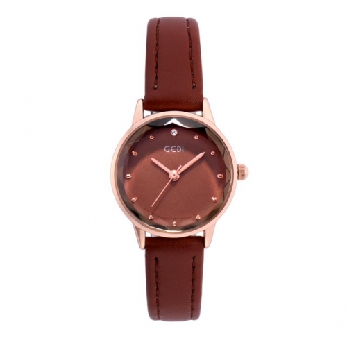 GEDI Student Simplicity Fashion Waterproof Leather Strap Quartz Ladies Watch