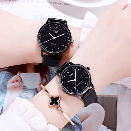 GEDI Korean Style Fashion Student's Leisure Leather Band Waterproof Quartz Lovers Watch