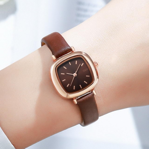 GEDI Retro Small Square Dial Leisure Elegant Student's Waterproof Quartz Ladies Watch