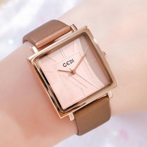 GEDI Retro Simplicity Square Big Dial Hot Sale Elegant Waterproof Quartz Ladies Watch