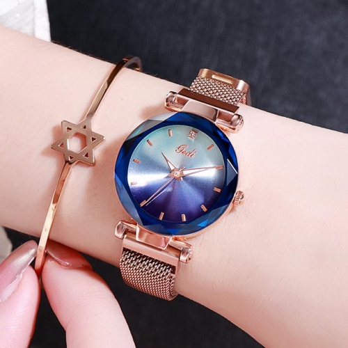 GEDI Gradual Color Dial Diamond Cutting Mirror Magnet Clasp Waterproof Quartz Ladies Watch