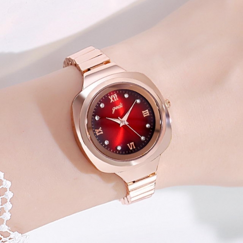 GEDI Simplicity Diamond Inlaid Dial Personality Steel Band Waterproof Quartz Ladies Watch