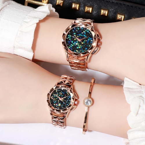 GEDI Shinning Flower Shape Dial Hot Sale Steel Band Waterproof Quartz Lovers Watch