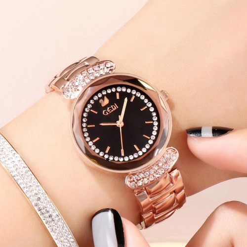 GEDI Luxury Diamond Inlaid Dial Hot Sale Steel Band Waterproof Quartz Ladies Watch