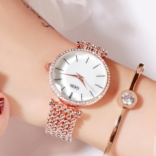 GEDI High-grade Unique Alloy Band Diamond Inlaid Exquisite Dial Waterproof Quartz Ladies Watch