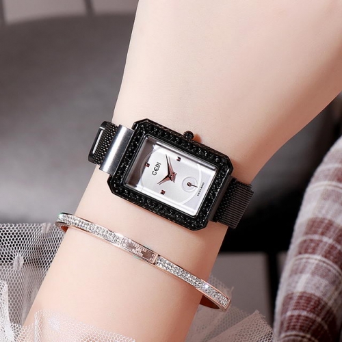 GEDI Magnet Clasp Independent Seconds Hand Diamond Inlaid Dial Waterproof Quartz Ladies Watch