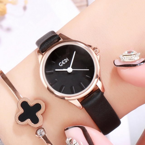 GEDI Simplicity Scale Leisure Student's Hot Sale Leather Belt Waterproof Quartz Ladies Watch