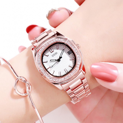 GEDI Calendar Display Luxury Diamond Inlaid Dial Luminous Waterproof Quartz Ladies Watch