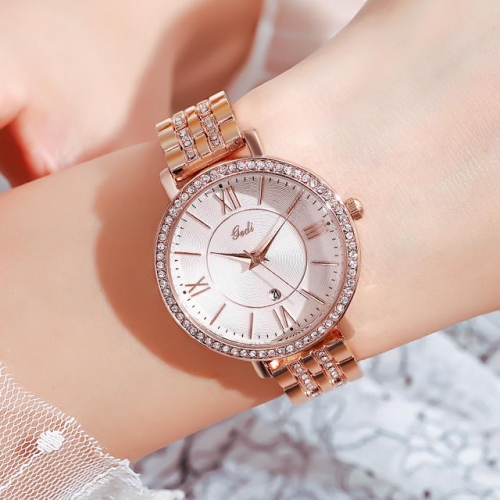 GEDI Calendar Display Roman Scale Elegant Simplicity Diamond Inlaid Dial Quartz Ladies Watch