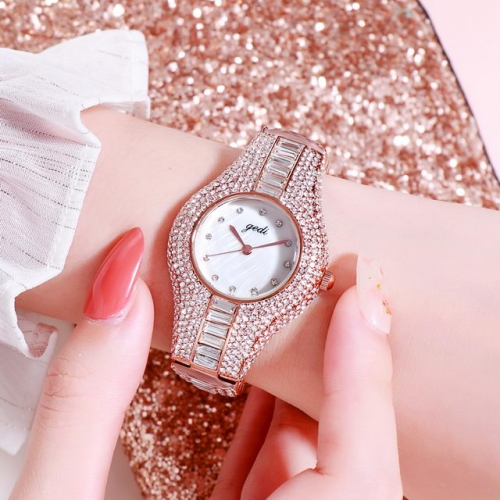 GEDI Luxury Diamond Inlaid Small Dial Exquisite Steel Band Waterproof Quartz Ladies Watch