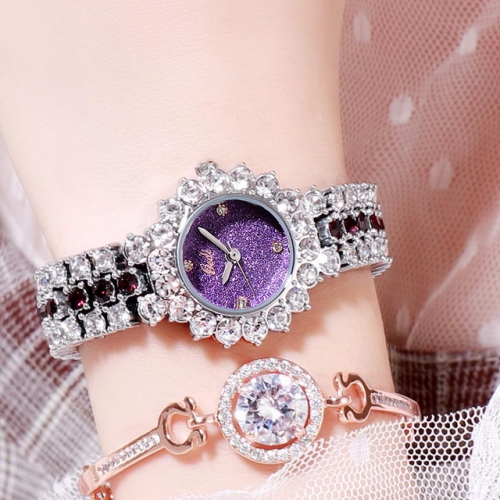 GEDI Elegant Luxury Diamond Inlaid Flower Shape Dial Fashion Steel Band Waterproof Quartz Ladies Watch