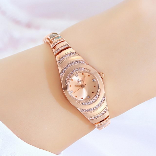 GEDI Elegant Diamond Inlaid Small Dial Exquisite Steel Band Waterproof Quartz Ladies Watch