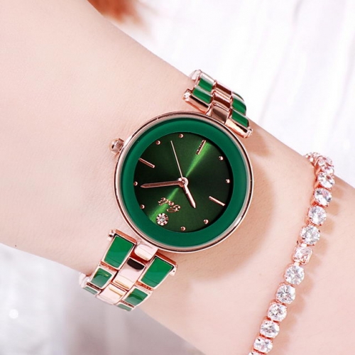 GEDI Textured Simplicity Elegant Diamond Inlaid Dial Exquisite Steel Band Waterproof Quartz Ladies Watch