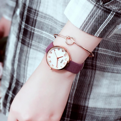 GEDI Versatile Student's Simplicity Dial Korean Style Leather Strap Waterproof Quartz Ladies Watch