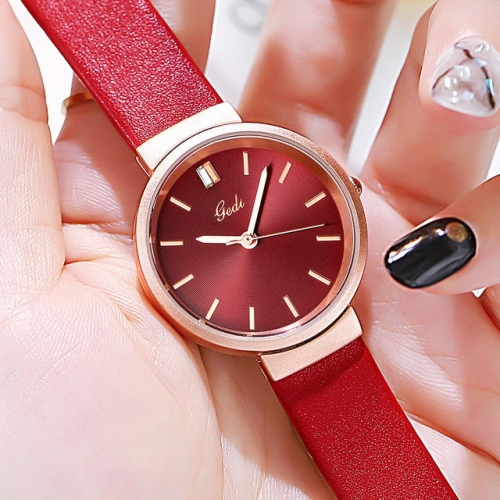 GEDI Korean Style Simplicity Dial Fashion Leather Strap Waterproof Quartz Ladies Watch