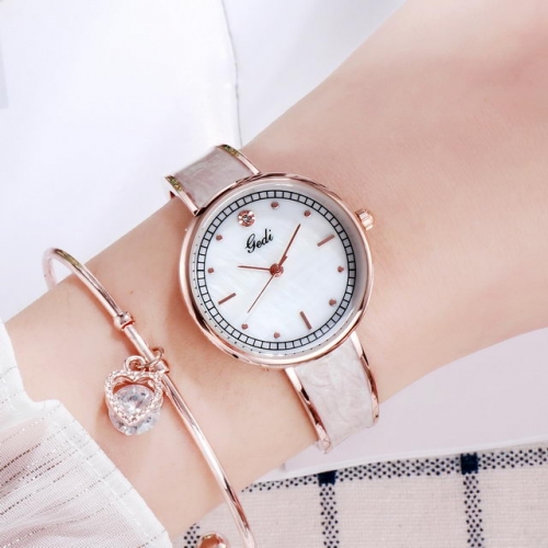 GEDI Simplicity Elegant Diamond Inlaid Dial Personality Bracelet Waterproof Quartz Ladies Watch